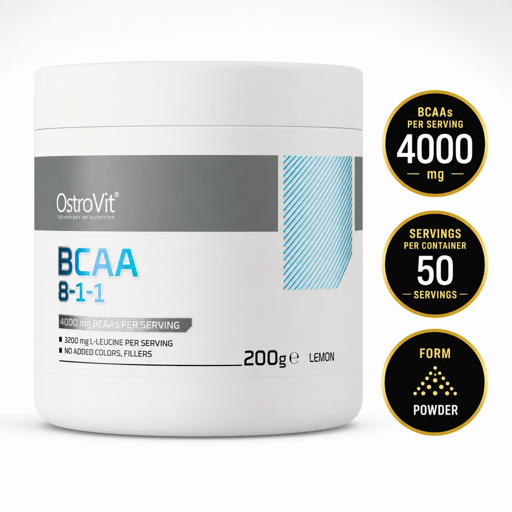 OstroVit BCAA 8-1-1 200g lemon-flavoured branched-chain amino acid powder supplement