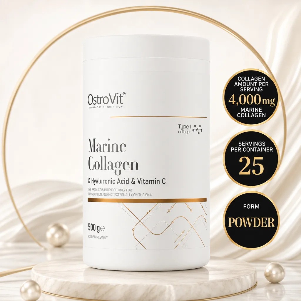 OstroVit Marine Collagen with Hyaluronic Acid and Vitamin C, 500g powdered marine collagen supplement