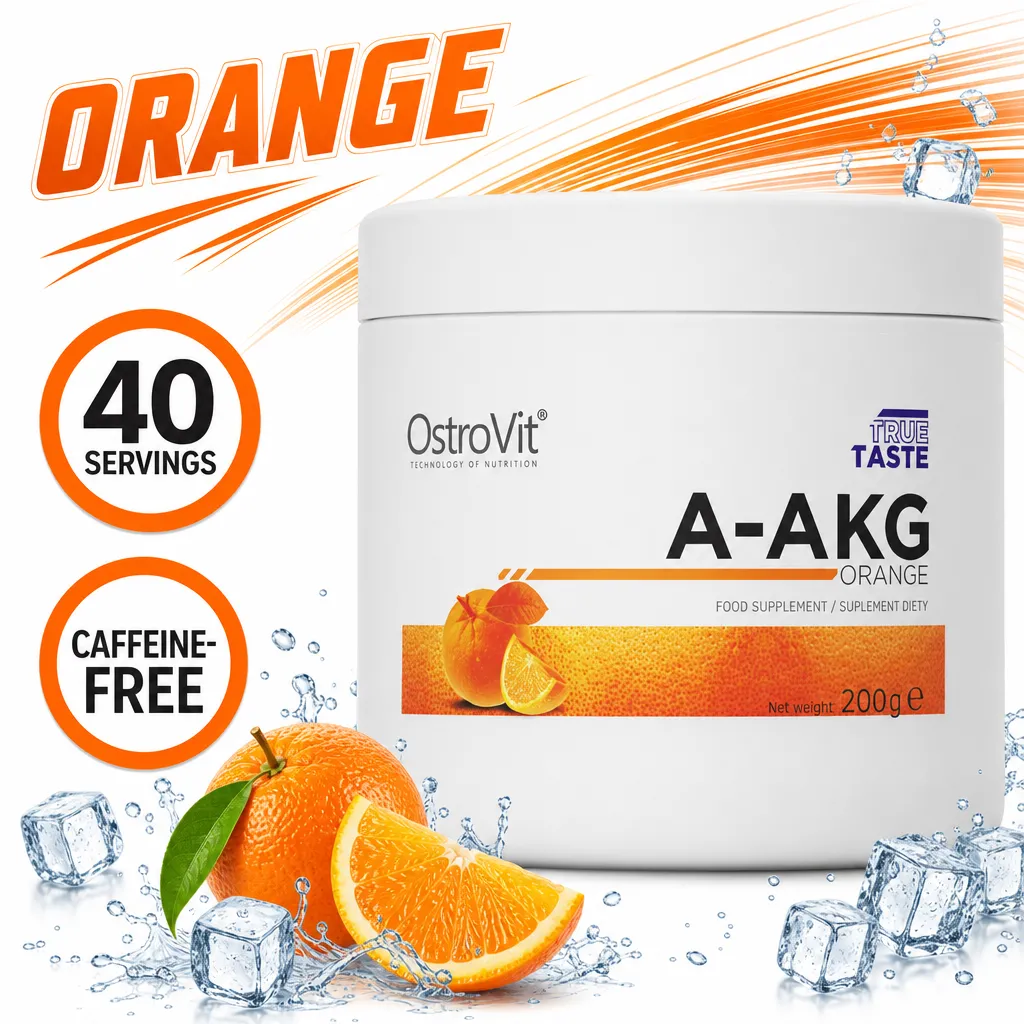 OstroVit AAKG Orange 200g powdered food supplement with 40 servings and caffeine-free formula
