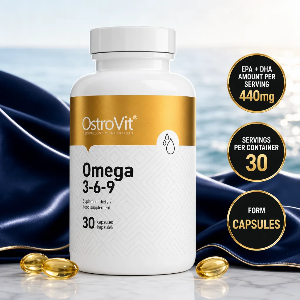 OstroVit Omega 3-6-9 dietary supplement in capsule form, 30 capsules with omega-3, omega-6 and omega-9 oils