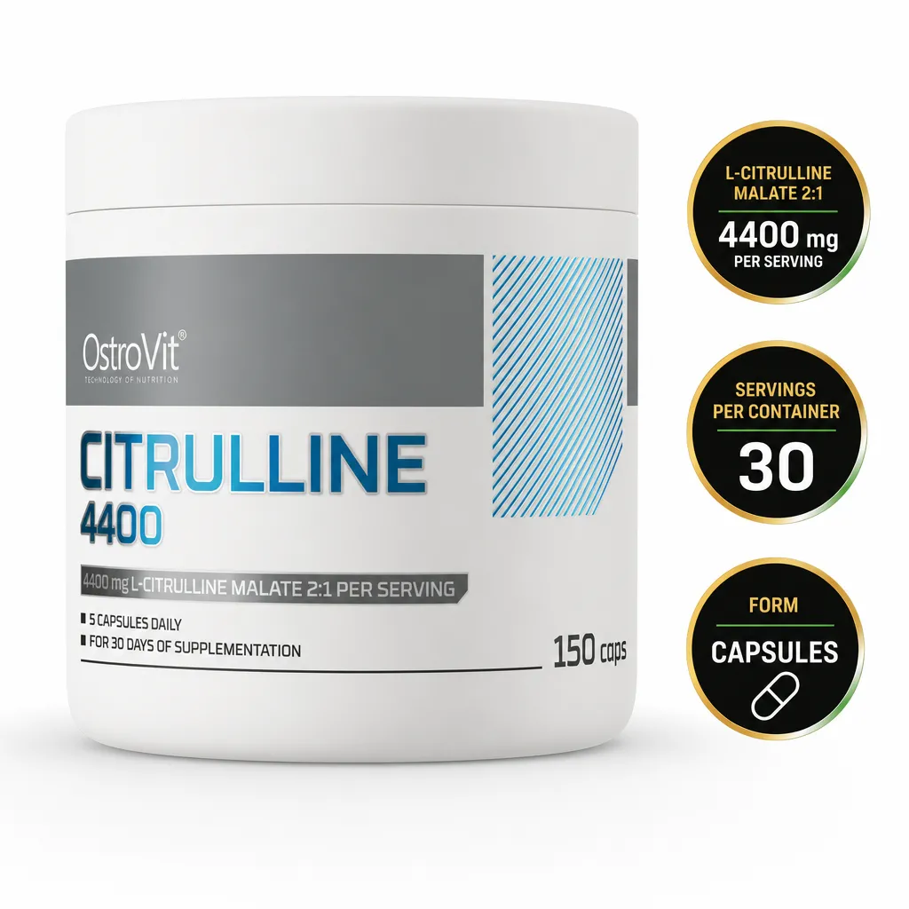 OstroVit Citrulline 4400 dietary supplement in capsule form, 150 capsules with 4400 mg citrulline malate per serving