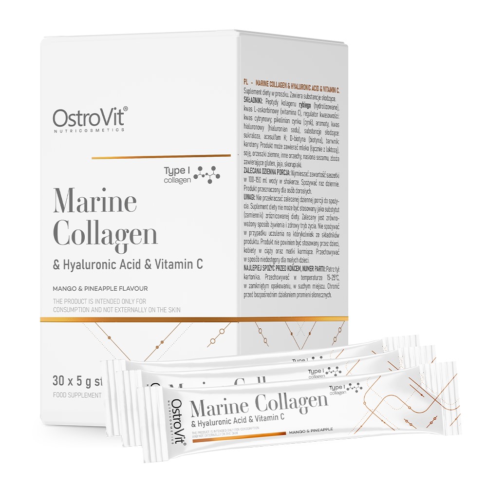 Marine Collagen, Hyaluronic Acid, Vitamin C, Mango pineapple, Food supplement