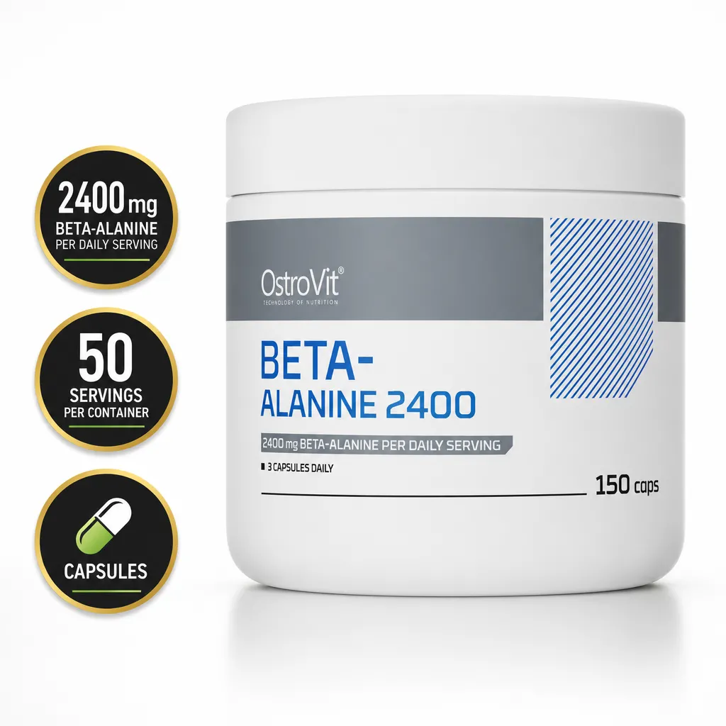 OstroVit Beta-Alanine 2400 sports supplement in capsule form, 150 capsules with 2400 mg beta-alanine per daily serving