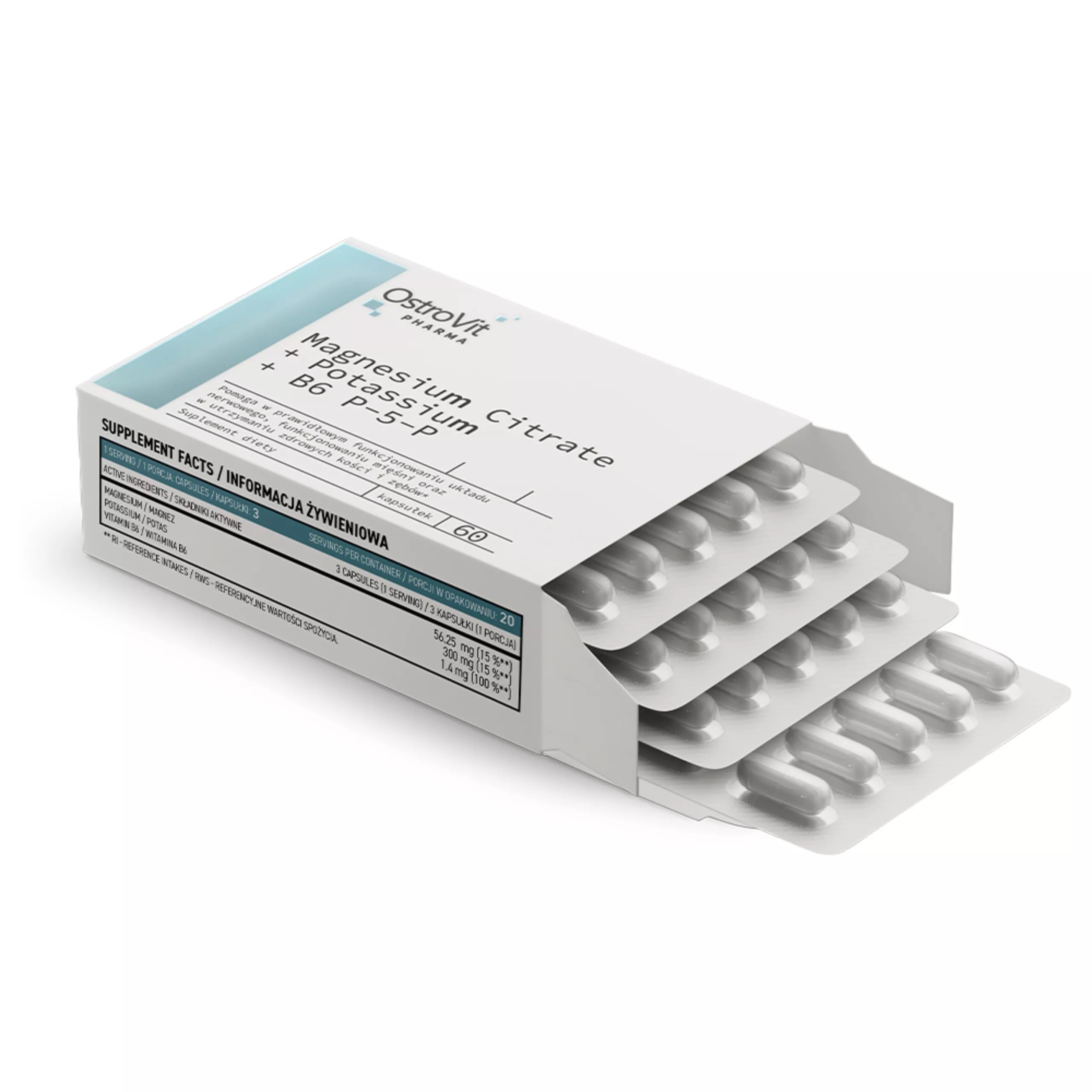 OstroVit Pharma Magnesium Citrate + B6 P-5-P - 60 Caps