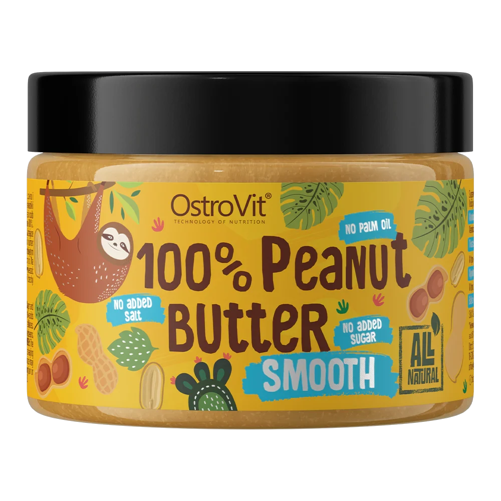 OstroVit 100% Peanut Butter 500g Smooth is an all-natural, creamy peanut butter made from roasted peanuts with no added sugar, salt, or palm oil, ideal for healthy snacking.