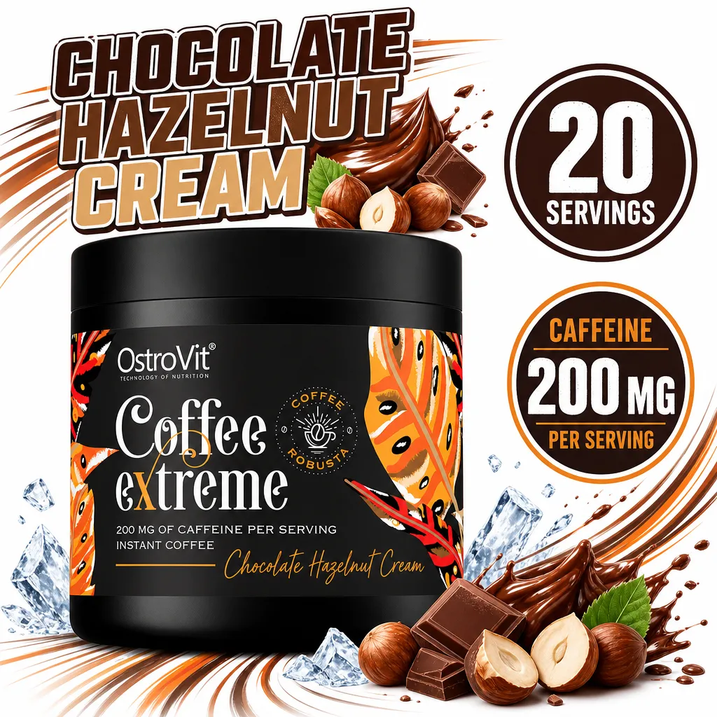 OstroVit Coffee Extreme Chocolate Hazelnut Cream instant coffee, 150g, with 200mg caffeine per serving and 20 servings