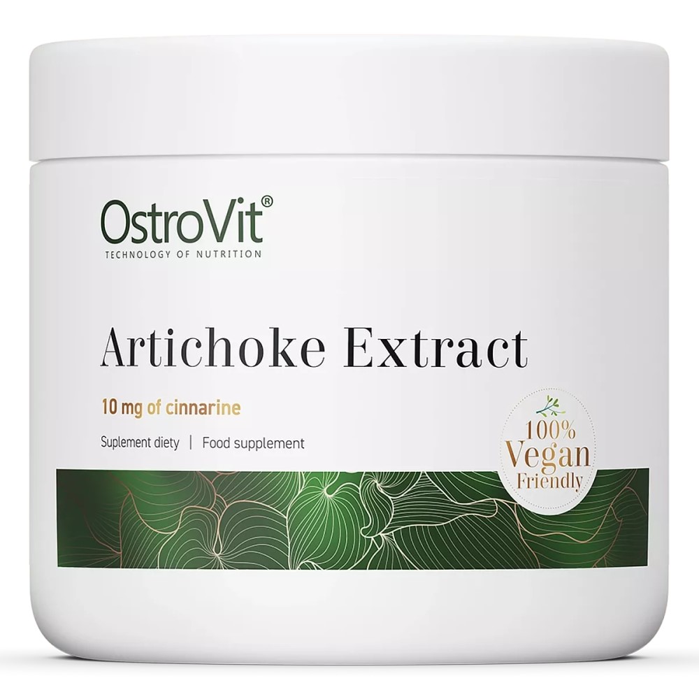 OstroVit Artichoke Extract Vege 100g powder in a white OstroVit Nutrition container with green label accents