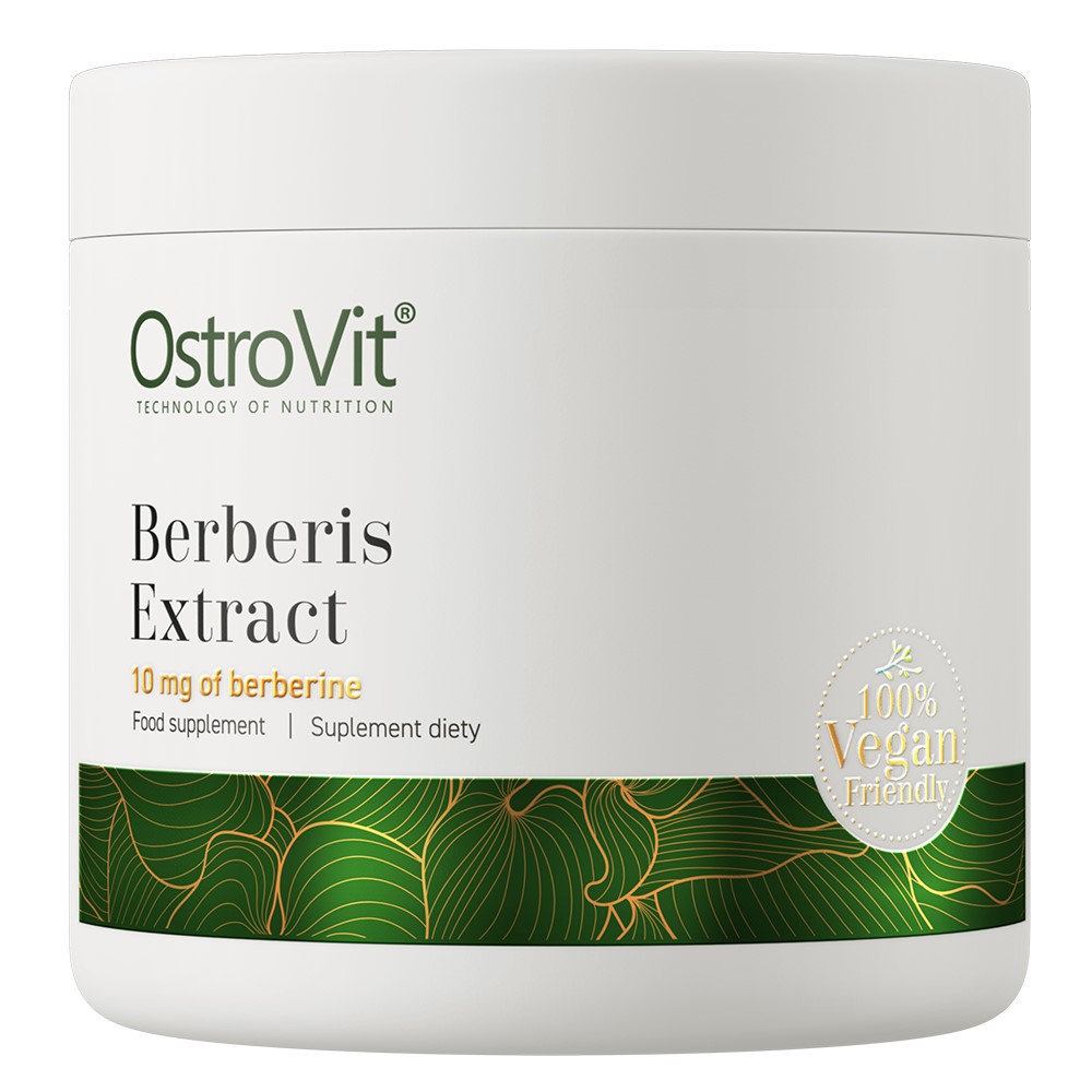 OstroVit Berberis Extract Vege 100g plant-based powder supplement in a white OstroVit Nutrition container